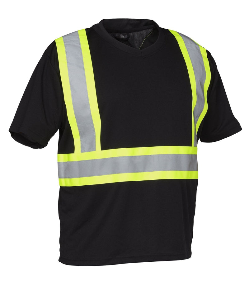 High Visibility V-Neck Short Sleeve Safety Tee Shirt