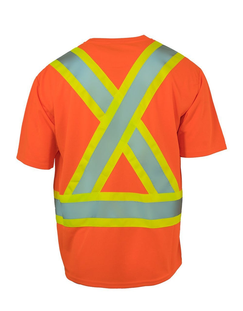 High Visibility Crew Neck Short Sleeve Safety Tee Shirt with Chest Pocket