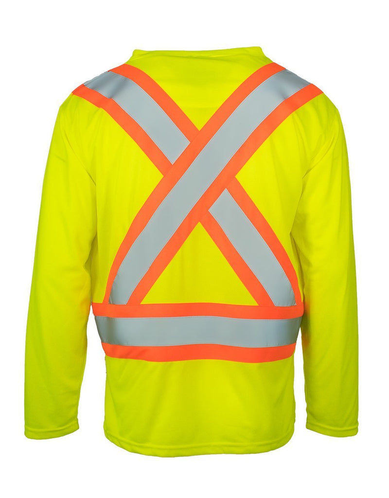 T-shirt de sécurité à manches longues et col en V à haute visibilité