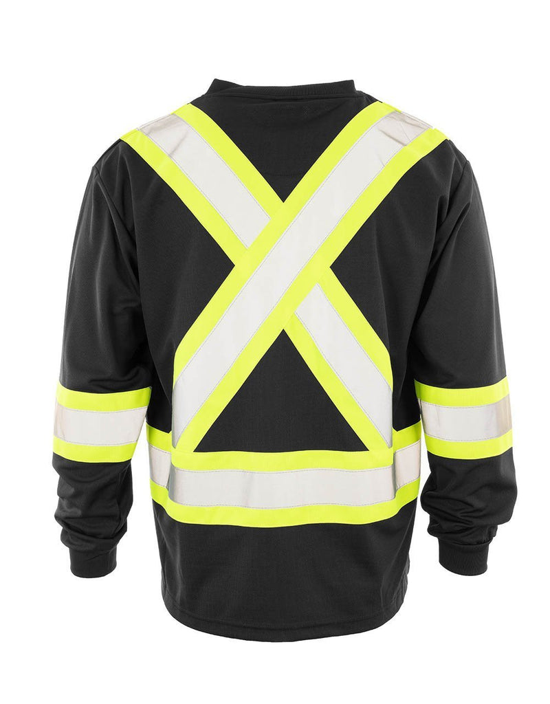T-shirt de sécurité à manches longues et col en V à haute visibilité
