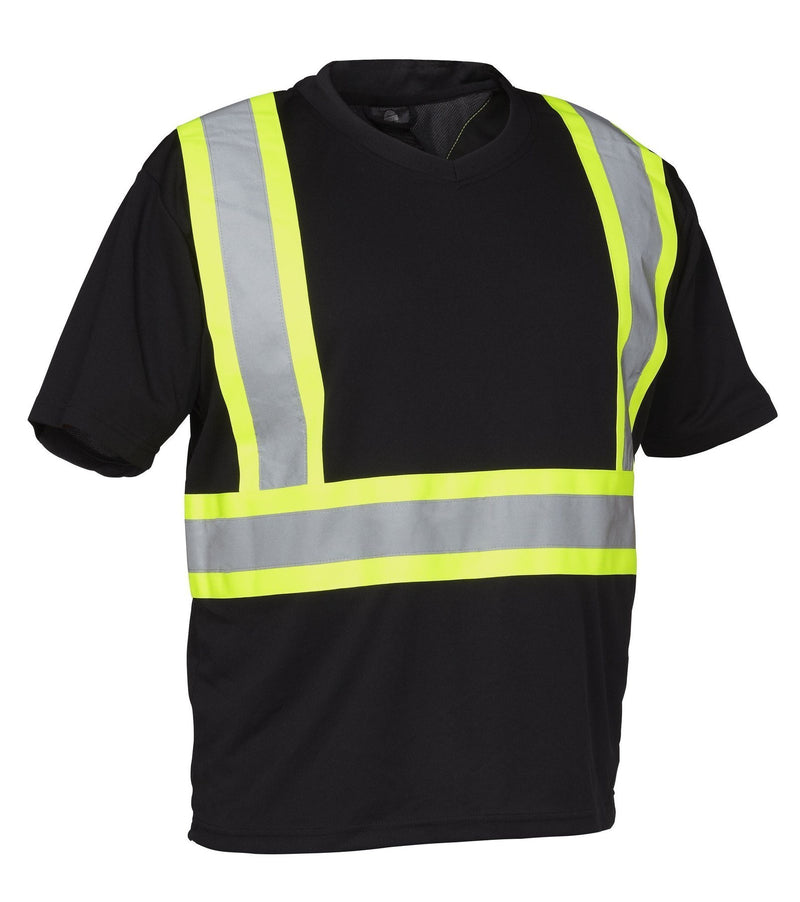 Tee-shirt de sécurité à manches courtes et col en V à haute visibilité