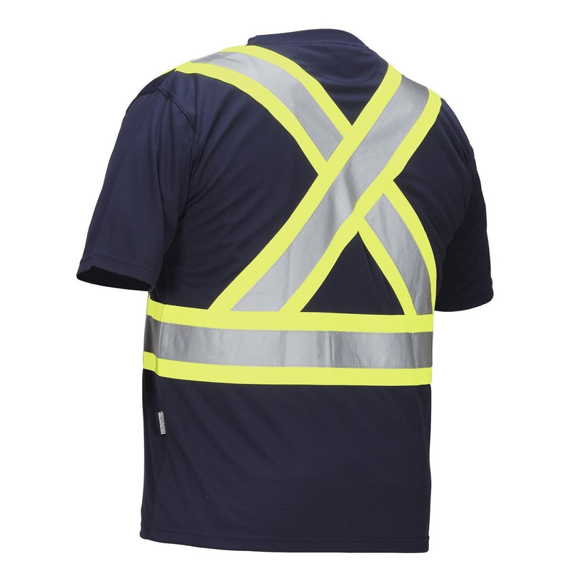 Tee-shirt de sécurité à manches courtes et col en V à haute visibilité
