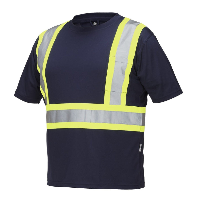 Tee-shirt de sécurité à manches courtes et col en V à haute visibilité