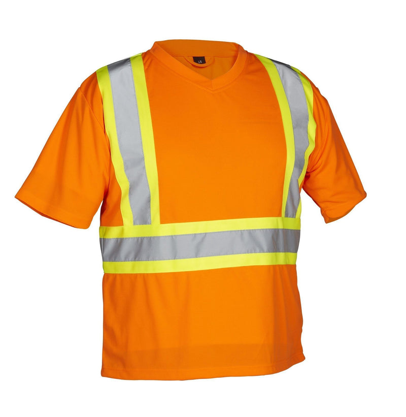 Tee-shirt de sécurité à manches courtes et col en V à haute visibilité