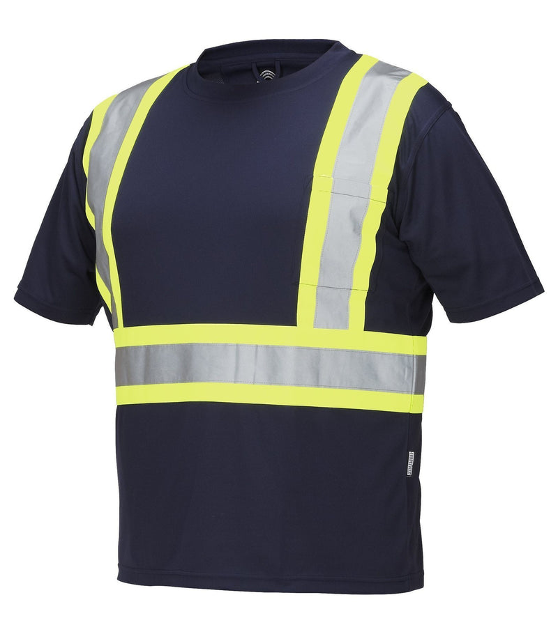 Tee-shirt de sécurité à manches courtes et à haute visibilité pour l'équipage, avec poche de poitrine