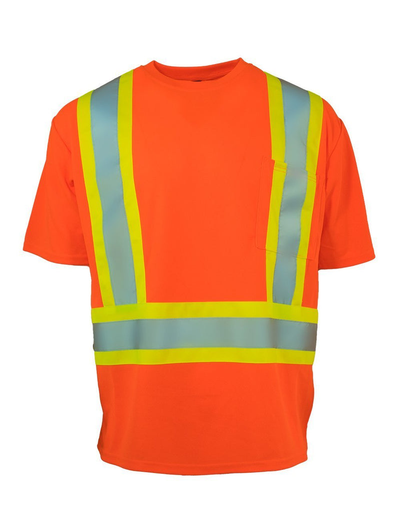 Tee-shirt de sécurité à manches courtes et à haute visibilité pour l'équipage, avec poche de poitrine