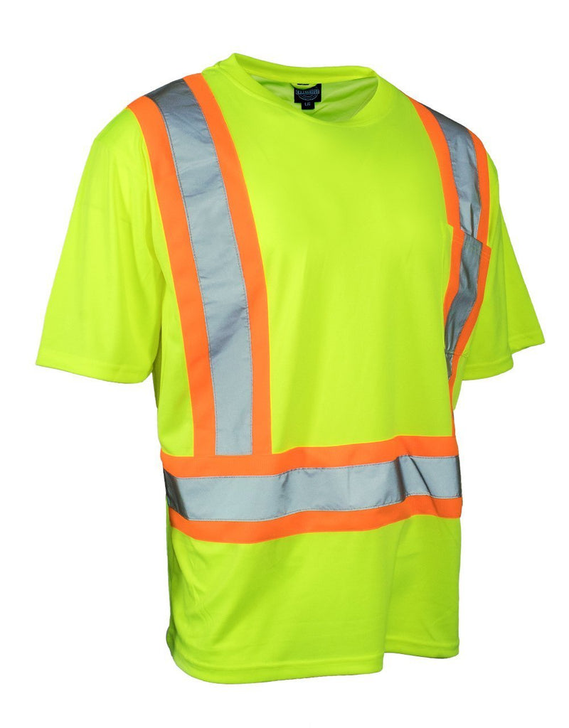 Tee-shirt de sécurité à manches courtes et à haute visibilité pour l'équipage, avec poche de poitrine