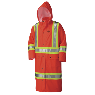 Manteaux longs de sécurité imperméables Hi-Viz FR - PU Stretch - Capuche dét.