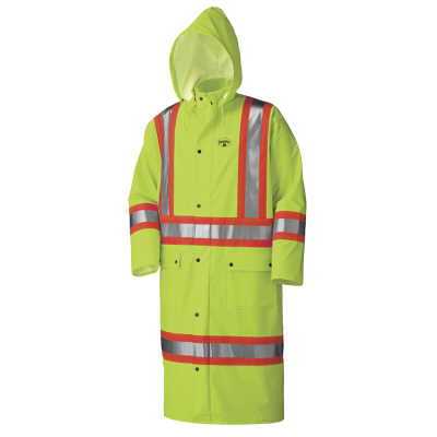 Manteaux longs de sécurité imperméables Hi-Viz FR - PU Stretch - Capuche dét.