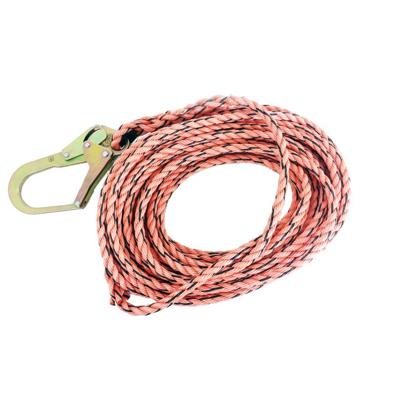 Ligne de vie verticale, corde en polysteel de 16 mm à une terminaison, mousqueton 2-1/4, 25' à 200