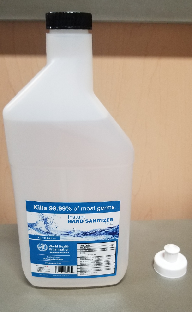 1 litre de désinfectant pour les mains 80 % formule approuvée par l'OMS