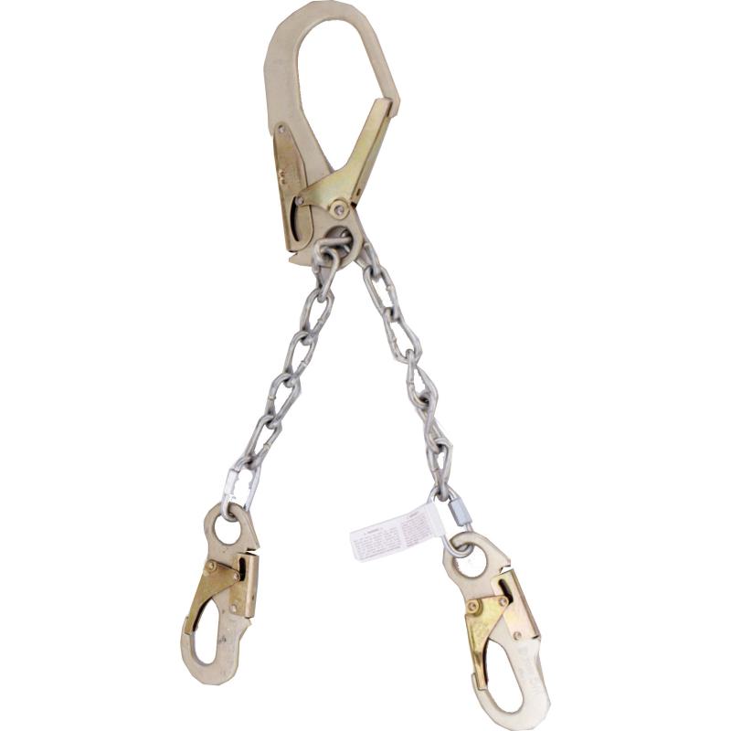 Rebar chain assembly, 2 1/4" die-cut steel self-locking snap hooks.
